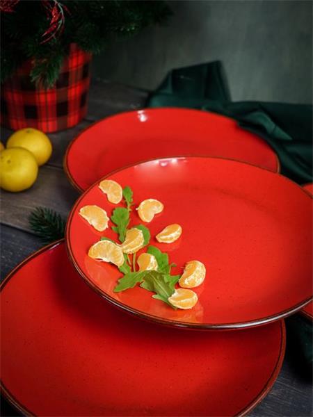 Тарелка 24 см безбортовая фарфор цвет красный Seasons