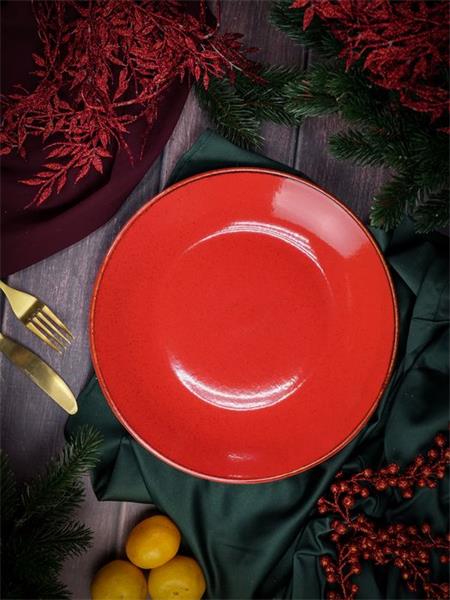 Тарелка 28 см безбортовая фарфор цвет красный Seasons