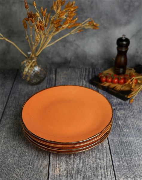 Тарелка 28 см безбортовая фарфор цвет оранжевый Seasons