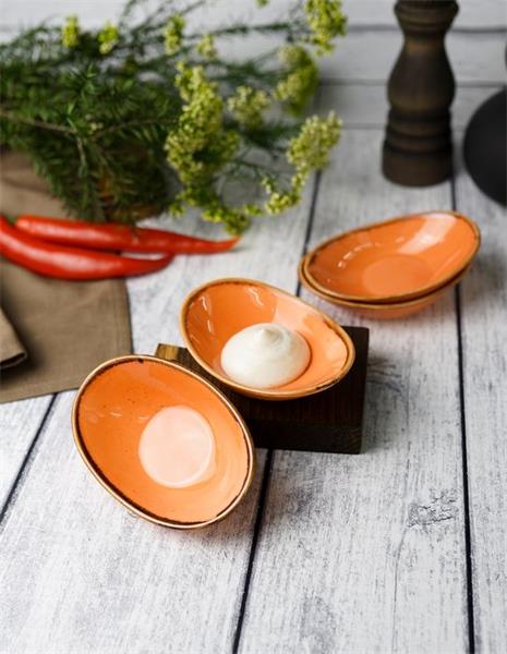 Соусник овальный 7х11 см фарфор цвет оранжевый Seasons