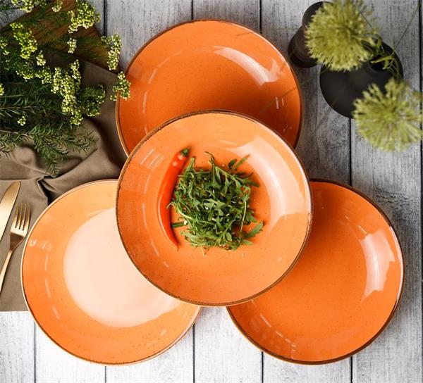 Тарелка глубокая 26 см безбортовая фарфор цвет оранжевый Seasons