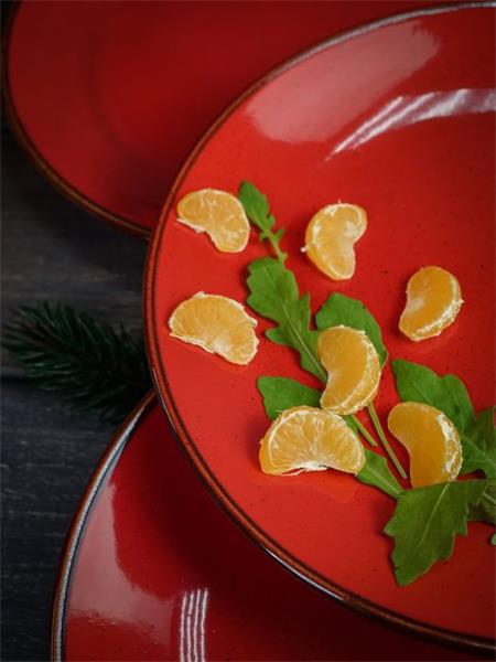 Тарелка 24 см безбортовая фарфор цвет красный Seasons