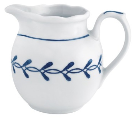 Молочник с ручкой 330 мл, 12,1x8,9 см h 9,8 см, фарфор, цвет белый / синий, Jane blue