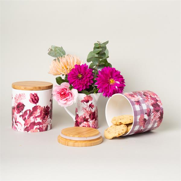 Емкость для хранения с деревянной крышкой 11х11 см, декор FLORAL