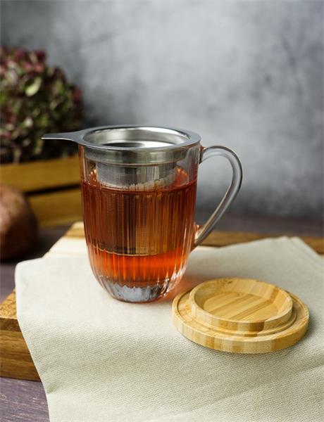 Кружка для заварки чая с металл. фильтром и  дерев.крышкой, 400 мл, h 13 см,  d 9 см, OUESSANT