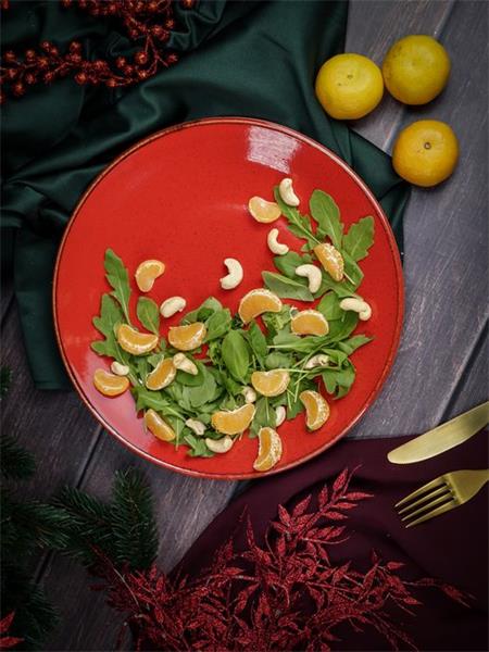 Тарелка 28 см безбортовая фарфор цвет красный Seasons