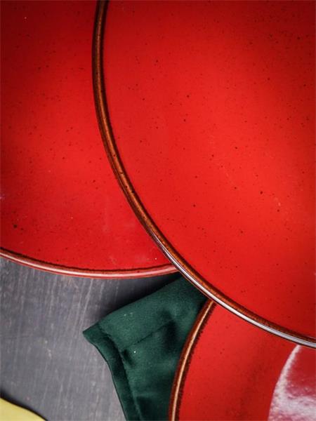 Тарелка 24 см безбортовая фарфор цвет красный Seasons