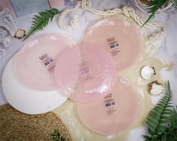 Тарелка d 21,5 cм h 1,8 см, стекло, цвет пастельно-розовый, Coralina