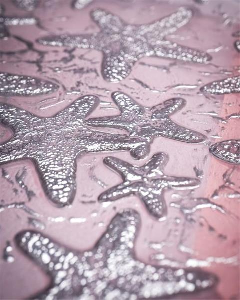 Блюдо d 33 см h 2,2 см, стекло, цвет пастельно-розовый с серебристым декором, Estrella De Mar