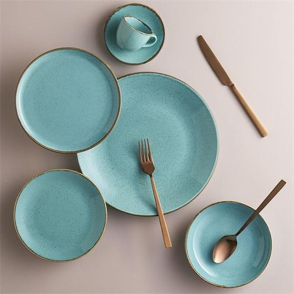 Тарелка 24 см безбортовая фарфор цвет бирюзовый Seasons