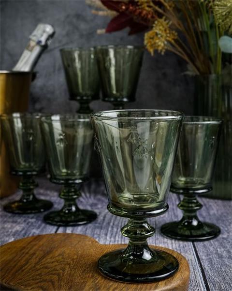 Бокал для вина 240 мл, h 14,1 см, d 8,5 см, цвет оливковый ABEILLE  OLIVE (замена 611014)