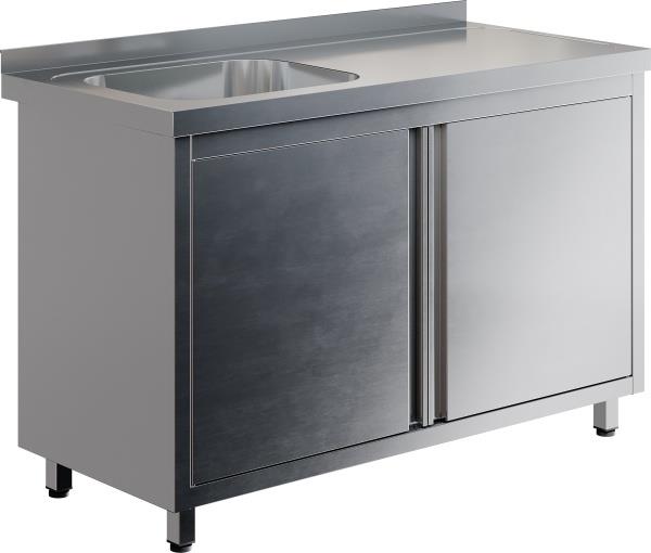 Стол производственный с распашными дверьми RESTOINOX СПЗР1М-13/6-БЛ с моечной ванной