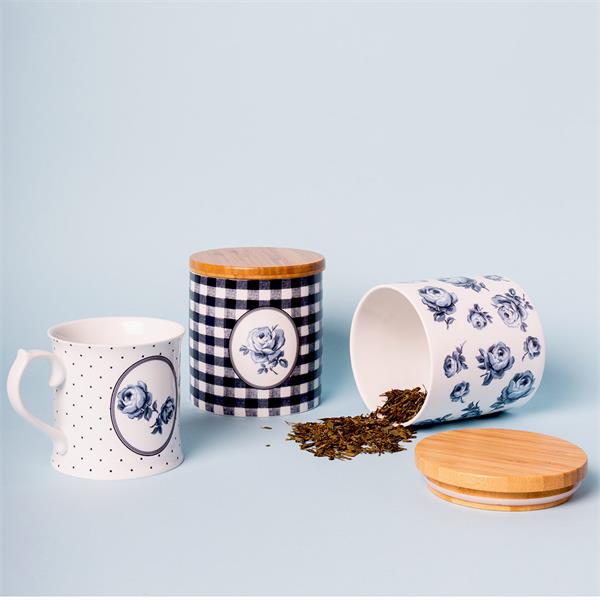 Емкость для хранения с деревянной крышкой 11х11 см, декор GINGHAM