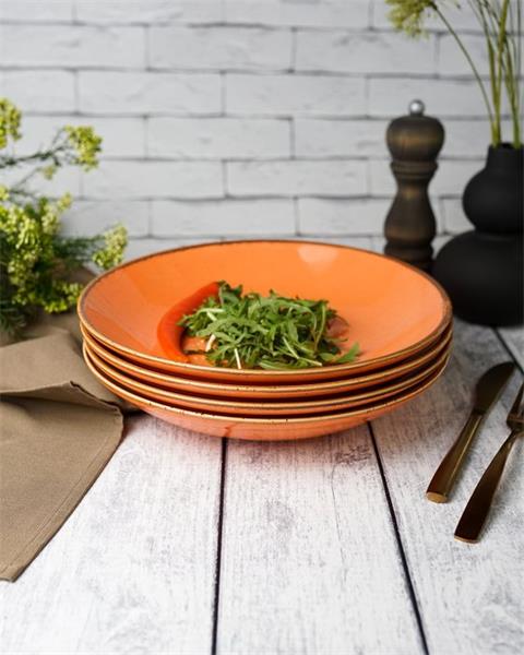 Тарелка глубокая 26 см безбортовая фарфор цвет оранжевый Seasons