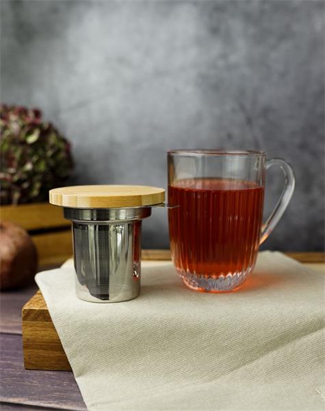 Кружка для заварки чая с металл. фильтром и  дерев.крышкой, 400 мл, h 13 см,  d 9 см, OUESSANT