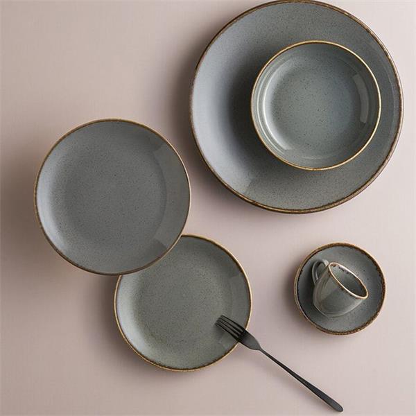 Тарелка 24 см безбортовая фарфор цвет темно-серый Seasons