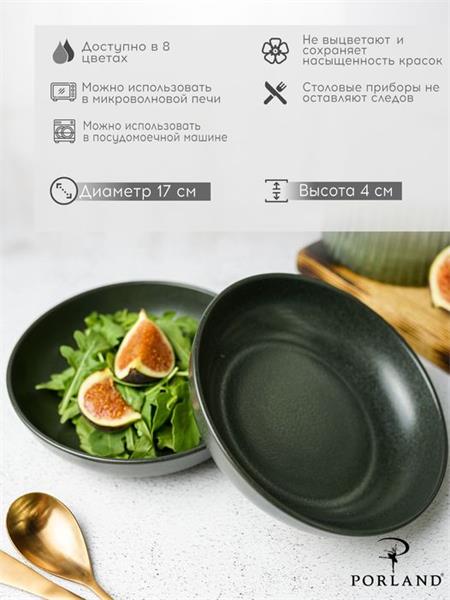 Салатник полуглубокий d 17 см h 4 см 415 мл фарфор цвет черный Seasons