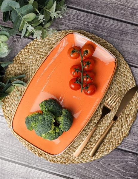 Тарелка прямоугольная 31*18 см фарфор цвет оранжевый Seasons