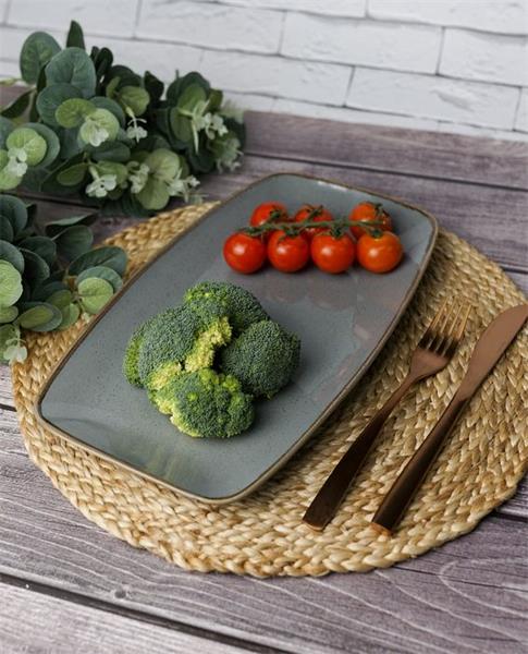 Тарелка прямоугольная 31*18 см фарфор цвет темно-серый Seasons