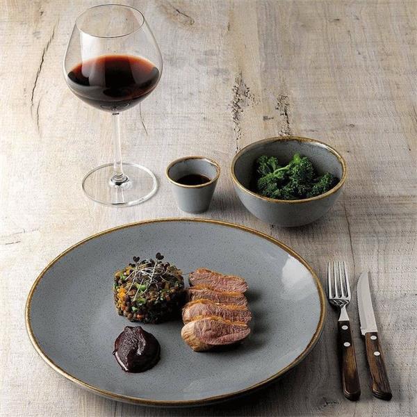 Тарелка 24 см безбортовая фарфор цвет темно-серый Seasons