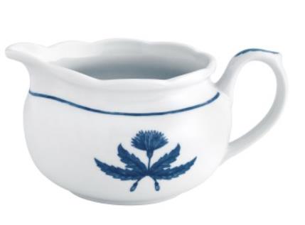 Соусник с ручкой 350 мл, 15,1x11,1 см h 7,6 см, фарфор, цвет белый / синий, Jane blue