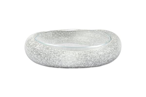 Набор из овального салатника и стекл. прозр. вставки, 27x20,5 см h 6 см, фарфор, цвет серый, Noma