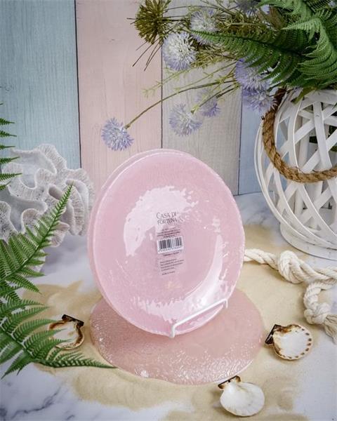 Тарелка d 21,5 cм h 1,8 см, стекло, цвет пастельно-розовый, Coralina