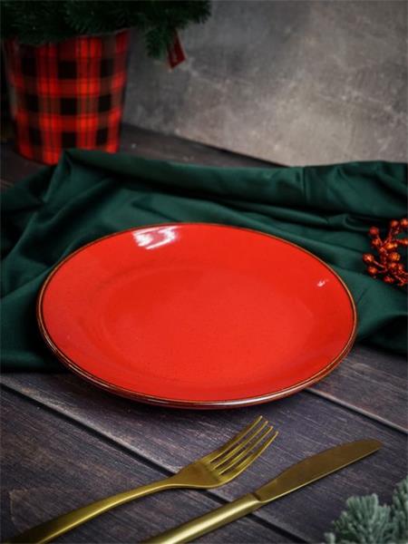 Тарелка 24 см безбортовая фарфор цвет красный Seasons