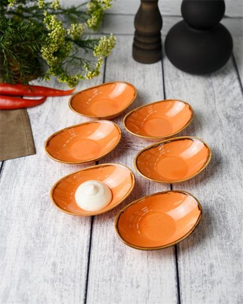 Соусник овальный 7х11 см фарфор цвет оранжевый Seasons