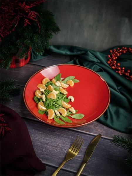 Тарелка глубокая 26 см безбортовая фарфор цвет красный Seasons