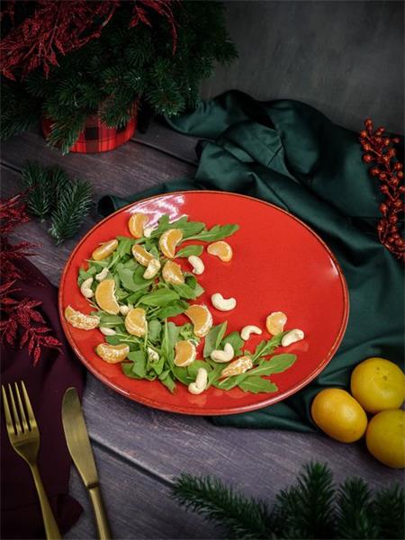 Тарелка 28 см безбортовая фарфор цвет красный Seasons