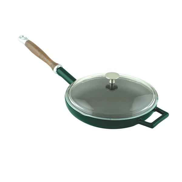 Сковорода с деревянной ручкой и стеклянной крышкой (Ø)24cm.