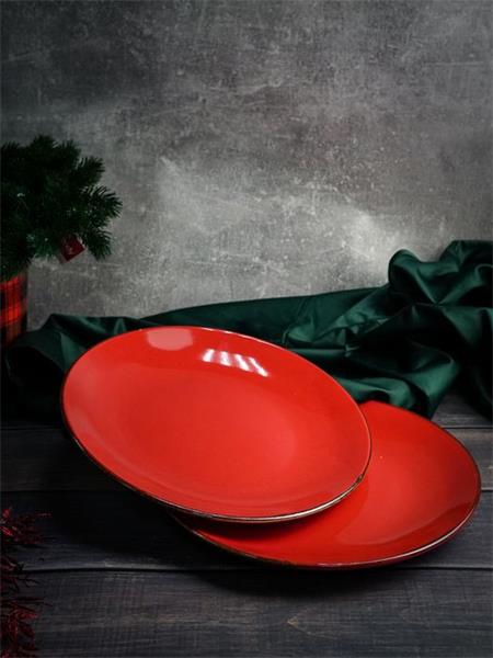 Тарелка 28 см безбортовая фарфор цвет красный Seasons