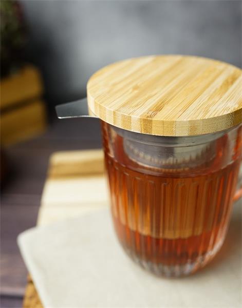 Кружка для заварки чая с металл. фильтром и  дерев.крышкой, 400 мл, h 13 см,  d 9 см, OUESSANT