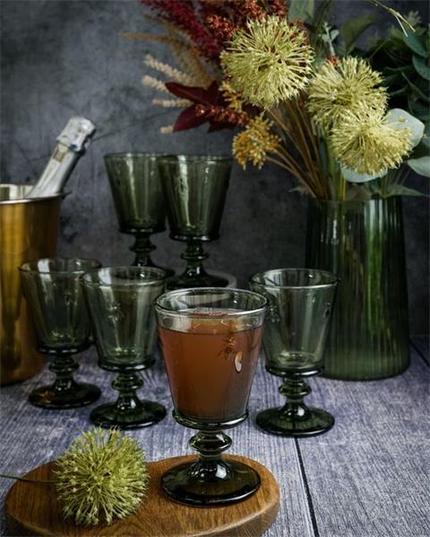 Бокал для вина 240 мл, h 14,1 см, d 8,5 см, цвет оливковый ABEILLE  OLIVE (замена 611014)