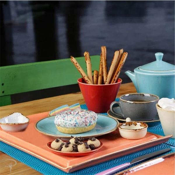 Тарелка 24 см безбортовая фарфор цвет бирюзовый Seasons