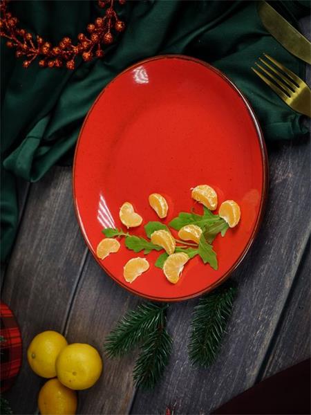 Тарелка 24 см безбортовая фарфор цвет красный Seasons