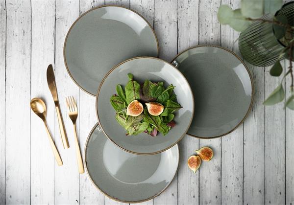 Porland Набор обеденных тарелок 24 см (4 предмета), тёмно-серый