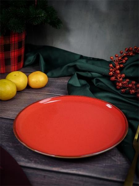 Тарелка для пиццы 20 см фарфор цвет красный Seasons