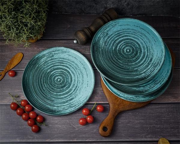 Набор тарелок с вертикальным бортом Lykke Turquoise 24 см, 4 шт