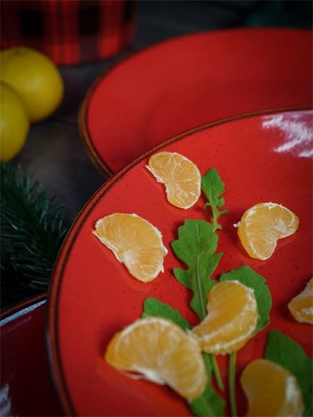 Тарелка 24 см безбортовая фарфор цвет красный Seasons