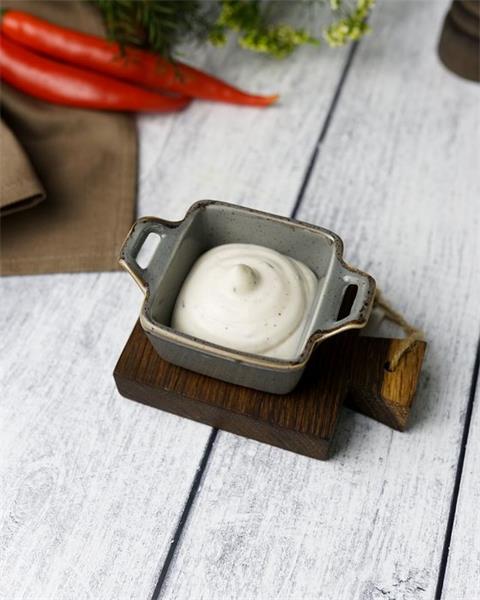 Соусник квадратный с 2-мя ручками 7х10 см h 4.2 см фарфор цвет темно-серый Seasons