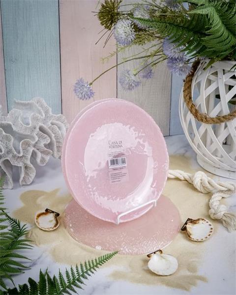 Тарелка d 21,5 cм h 1,8 см, стекло, цвет пастельно-розовый, Coralina