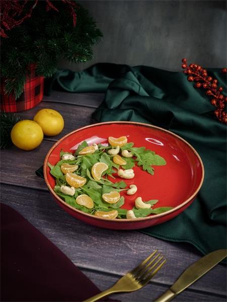 Салатник полуглубокий d 22 см h 4 см 835 мл фарфор цвет красный Seasons