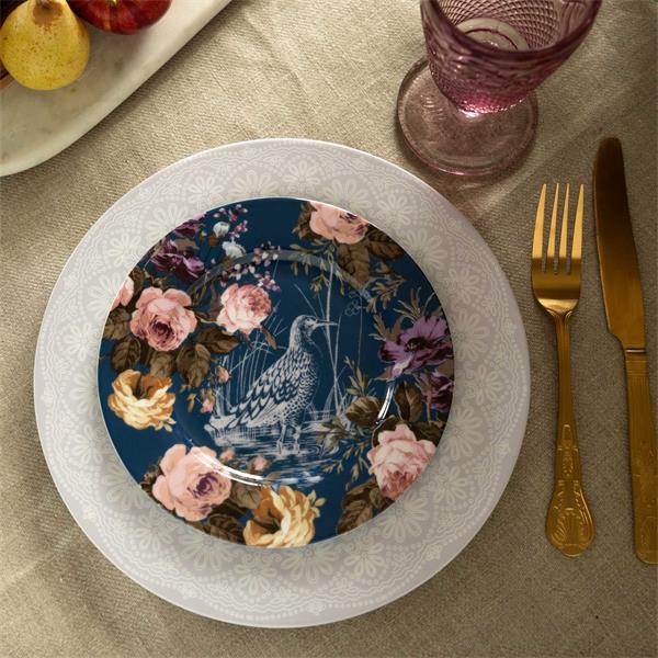 Тарелка мелкая 19 см, декор NAVY BIRDS 