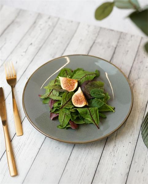 Тарелка 24 см безбортовая фарфор цвет темно-серый Seasons