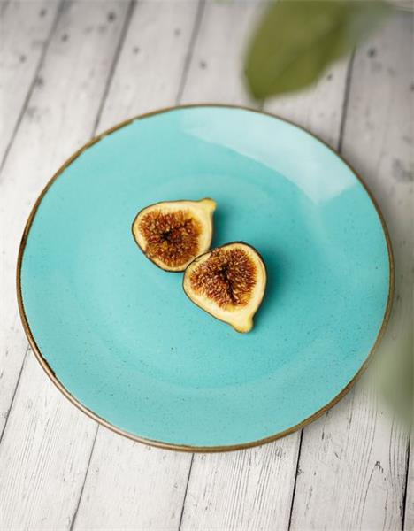 Тарелка 24 см безбортовая фарфор цвет бирюзовый Seasons