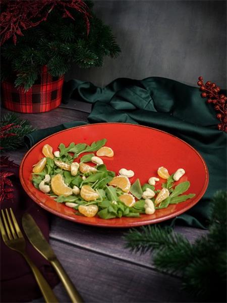 Тарелка 28 см безбортовая фарфор цвет красный Seasons