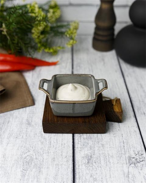 Соусник квадратный с 2-мя ручками 7х10 см h 4.2 см фарфор цвет темно-серый Seasons