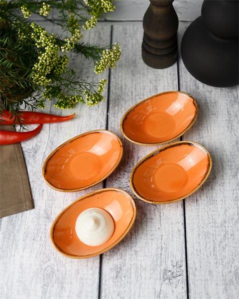 Соусник овальный 7х11 см фарфор цвет оранжевый Seasons